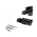 Three silver toy bullets and several black building blocks are visible.