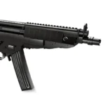 Black toy gun with a magazine and a muzzle.