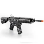 Black brick toy gun with orange tip.