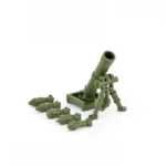 A toy mortar with six projectiles is displayed.