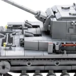 A gray toy tank with a long gun barrel and visible treads.