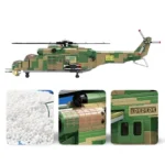 A toy helicopter with green and tan camouflage pattern and number 896 on the side.