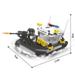 A toy boat with a figure holding a rifle, and the word "S.W.A.T" on the side.