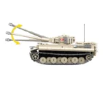 A toy tank with a rotating cannon and a number 131 on the side.