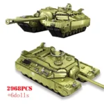 Two views of a toy tank with a long barrel are displayed.