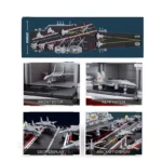 A set of images shows an aircraft carrier with several fighter jets.