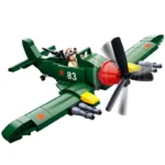Green toy airplane with a pilot figure and a red star on the wing.