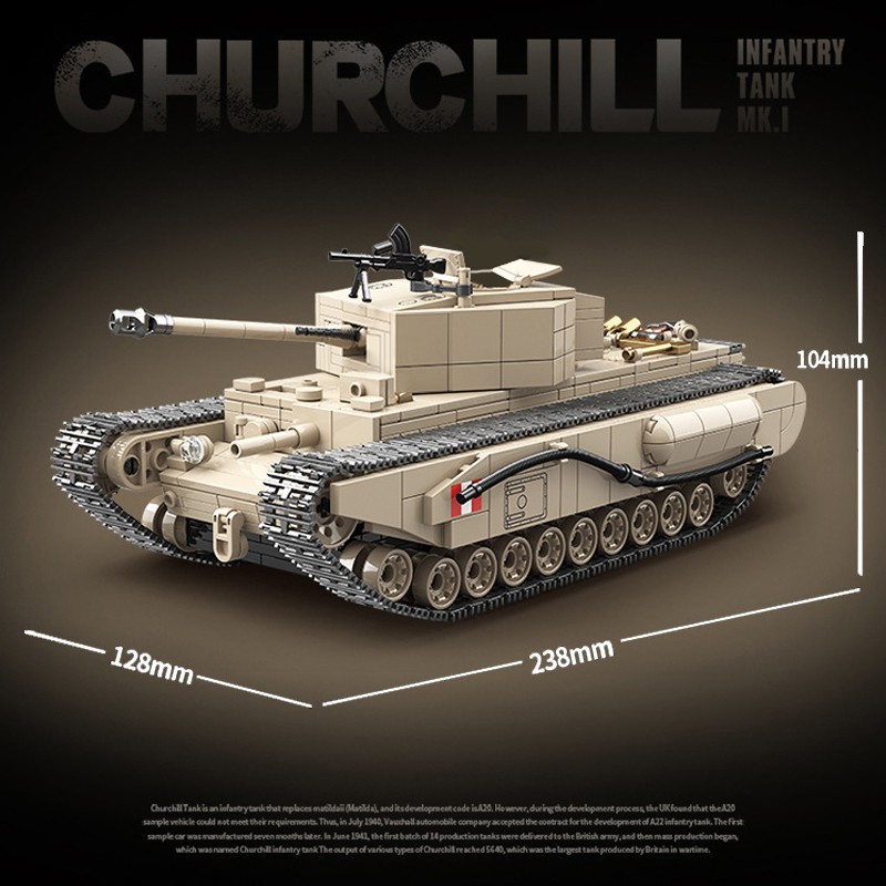 Military UK Churchill Infantry M7B1 Priest Main Heavey Tank Building Blocks WW2 Army Soldier Weapon Bricks Children Toys Gifts