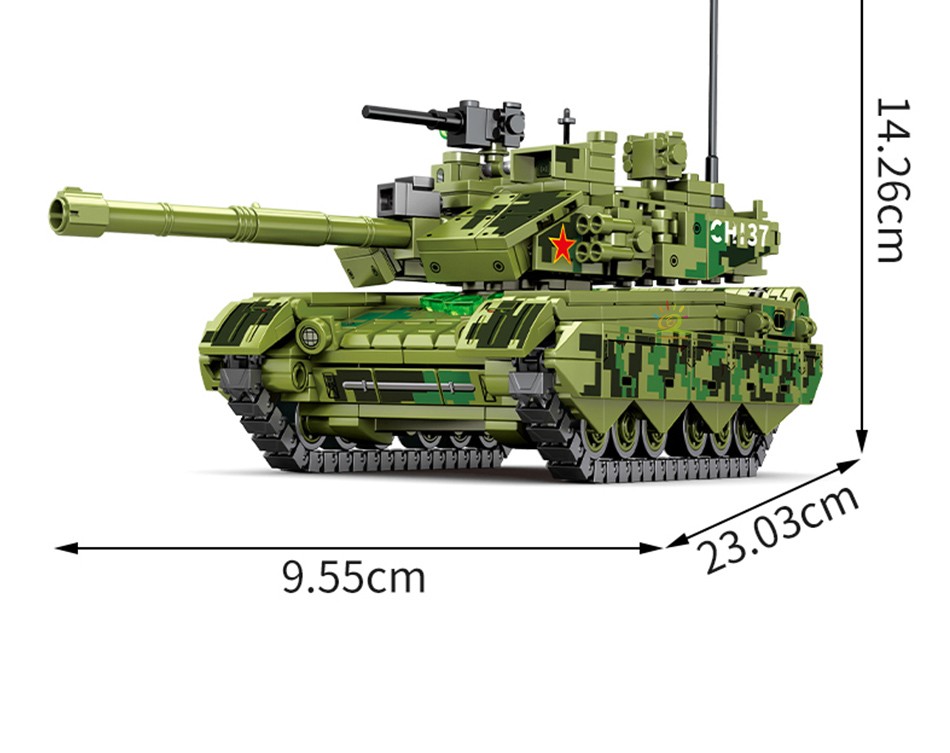 SEMBO Boys Military Type 99A 96 Main Battle Tank WW2 Model Building Blocks Army Soldiers Weapon City Bricks Toys For Children