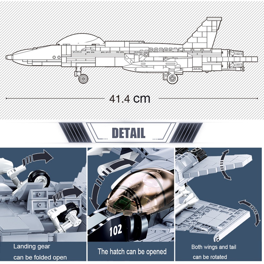 Military F/A-18E Super BumbleBee Strike Hornet Fighter Plane Building Blocks War Bricks Classic Model Educational Kids MOC Toys
