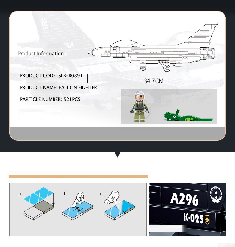 World War II 2 Air Force Military Weapon F-16C Falcon Fighter Building Blocks Kit Bricks WW2 Classic Model Toys For Child Gift