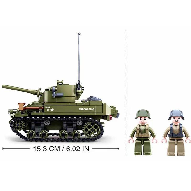World War II Normandy Landing US Army M5 Stirling Tank Weapon Building Blocks Military Soldier Bricks Classic Model Kids Toys